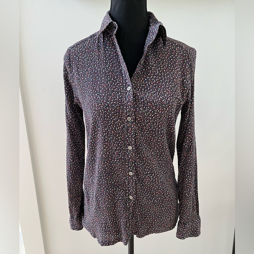 PORTS INTERNATIONAL Vintage Button Front Long Sleeve Shirt Crinkle Cotton 80’s
